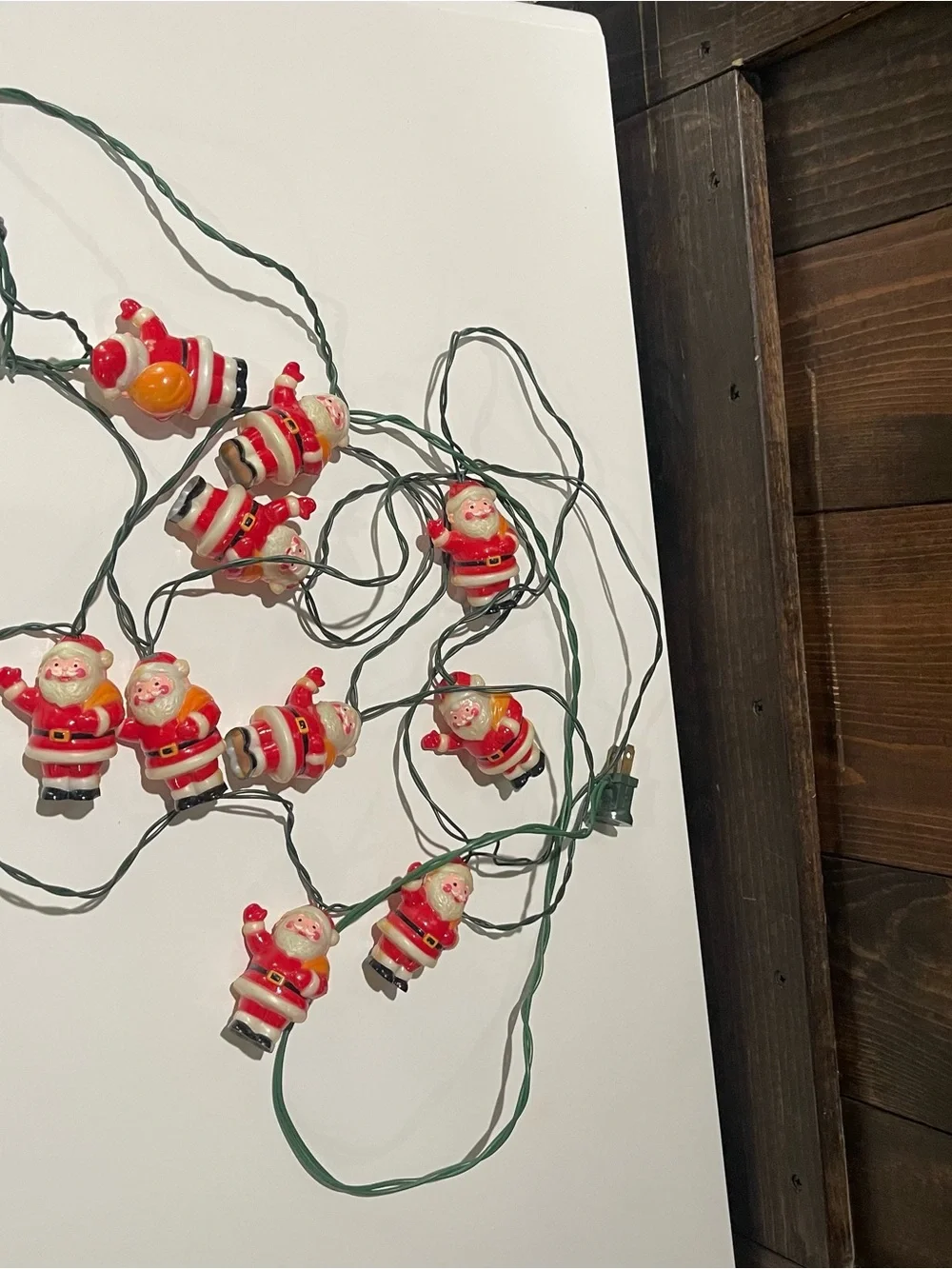 Vintage Kurt S Adler Santa Claus W Gift Sac Blow Mold String Lights Christmas